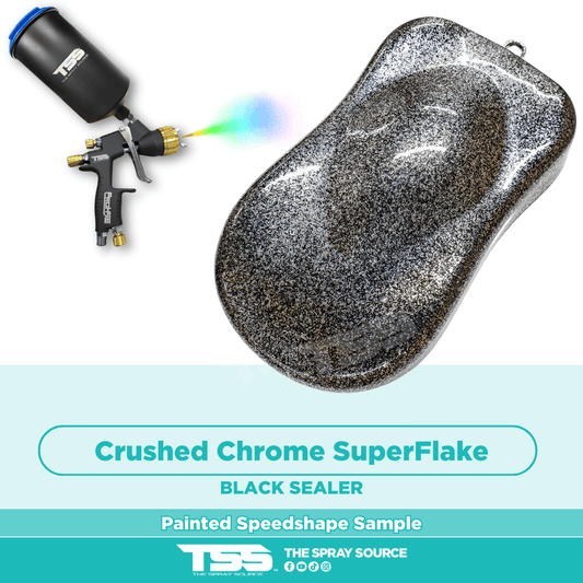 Crushed Chrome SuperFlake Pre-Sprayed Speedshape Paint Sample (Black Ground Coat)