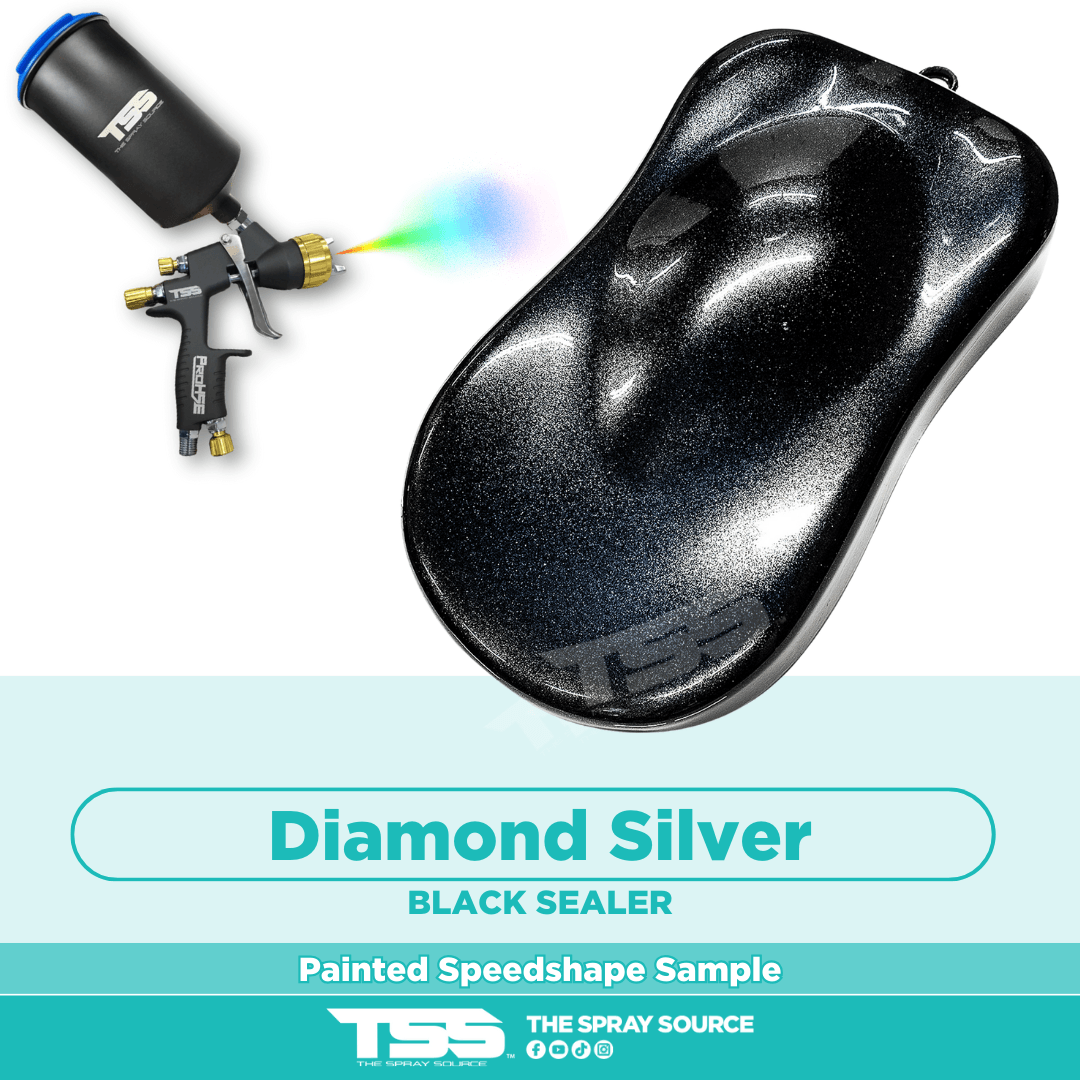 Diamond Silver Pre-Sprayed Speedshape Paint Sample (Black Ground Coat)