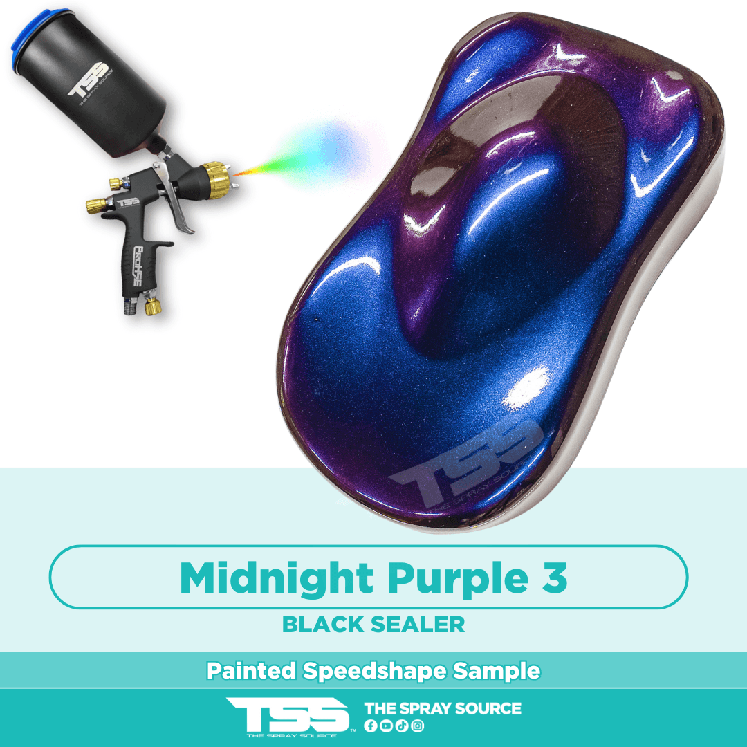 Midnight Purple 3 Alpha Custom Color Pre-Sprayed Speedshape Paint Sample (Black Ground Coat)