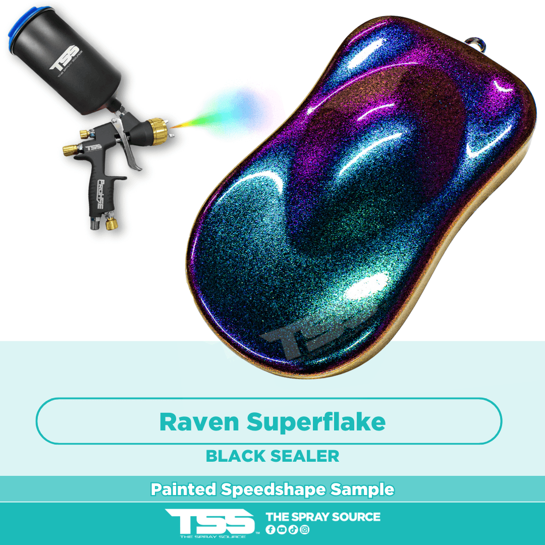 Raven Superflake Pre-Sprayed Speedshape Paint Sample (Black Ground Coat)